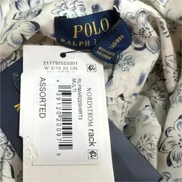 Polo Ralph Lauren Blouse Shirt Ivory Blue Women's 4 Floral Cotton Button Up - Picture 3 of 3